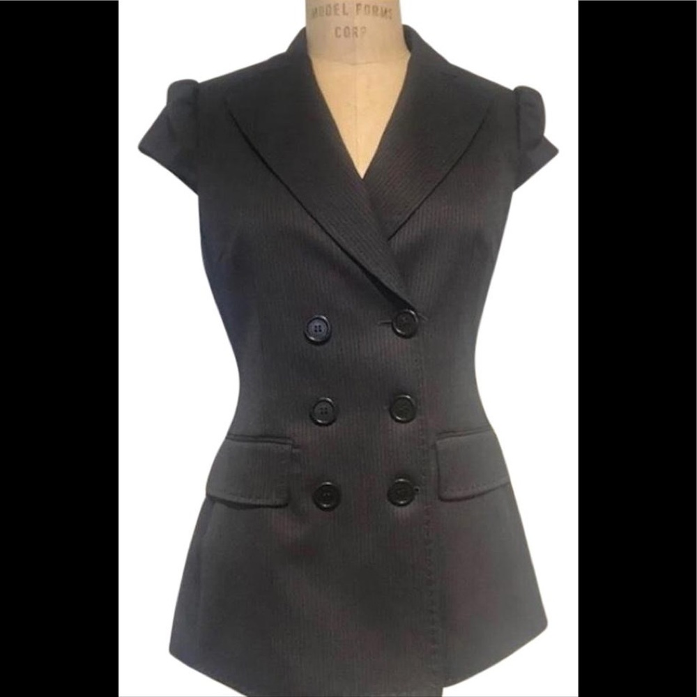 👗SALE BCBG MaxAzria Navy Pinstripe Blazer Small - Picture 1 of 8